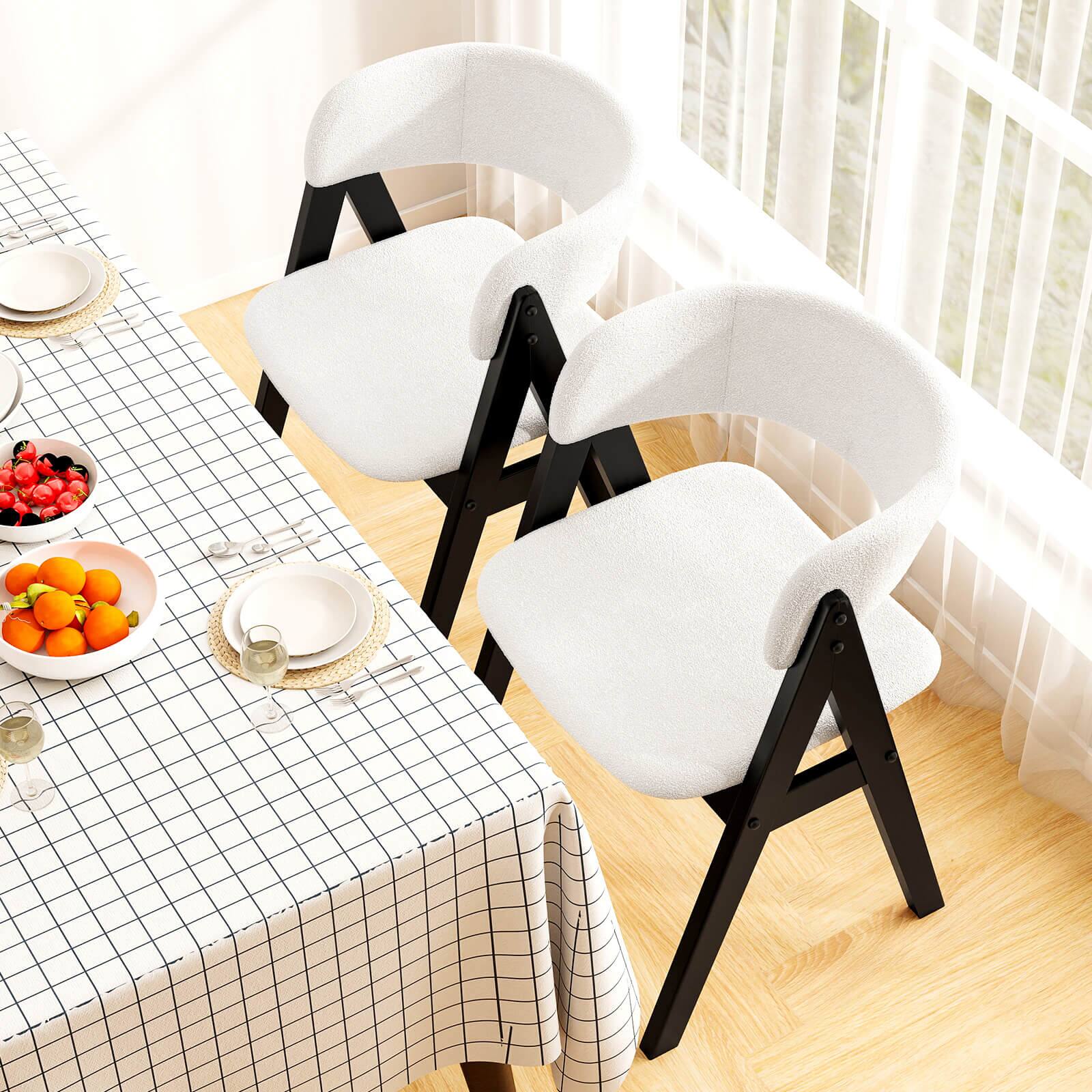 Alt View 3. Costway - Costway Dining Chairs Set of 4 Mid-Century Upholstered Kitchen Armchairs with Padded Seat - Black.