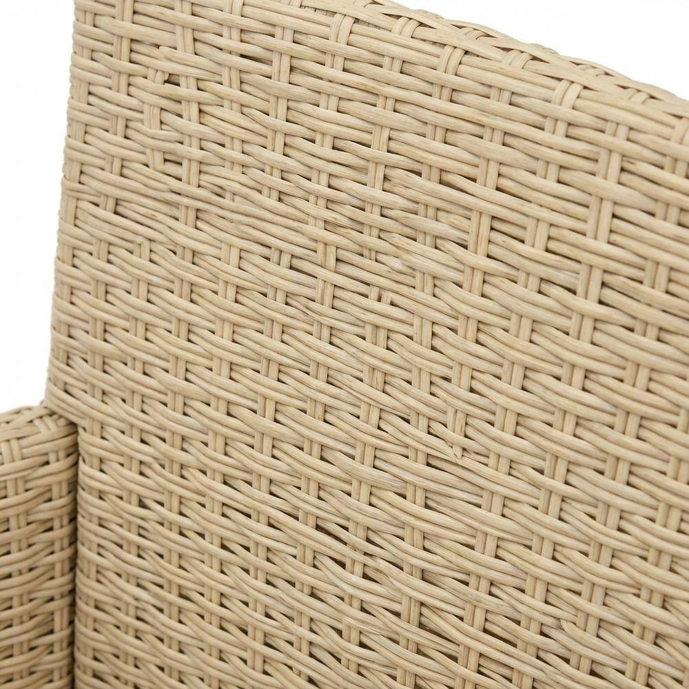 Back. Outdoor Escape - Cream Wicker Patio Chair Set of 2 with Outdoor-Ready Frame - Brown.