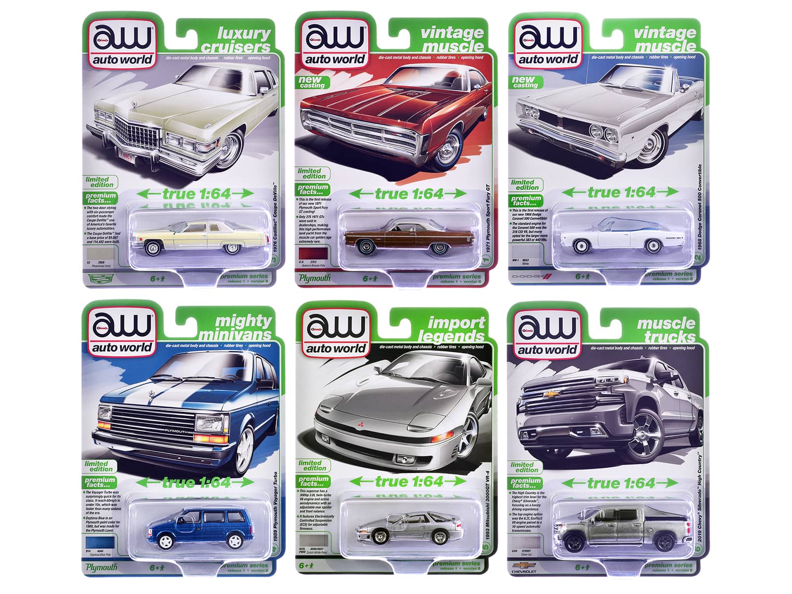 Autoworld - Auto World Premium 2026 Release 1 Set B of 6 pieces 1/64 Diecast Model Cars by Auto World price history on PriceWatchPro