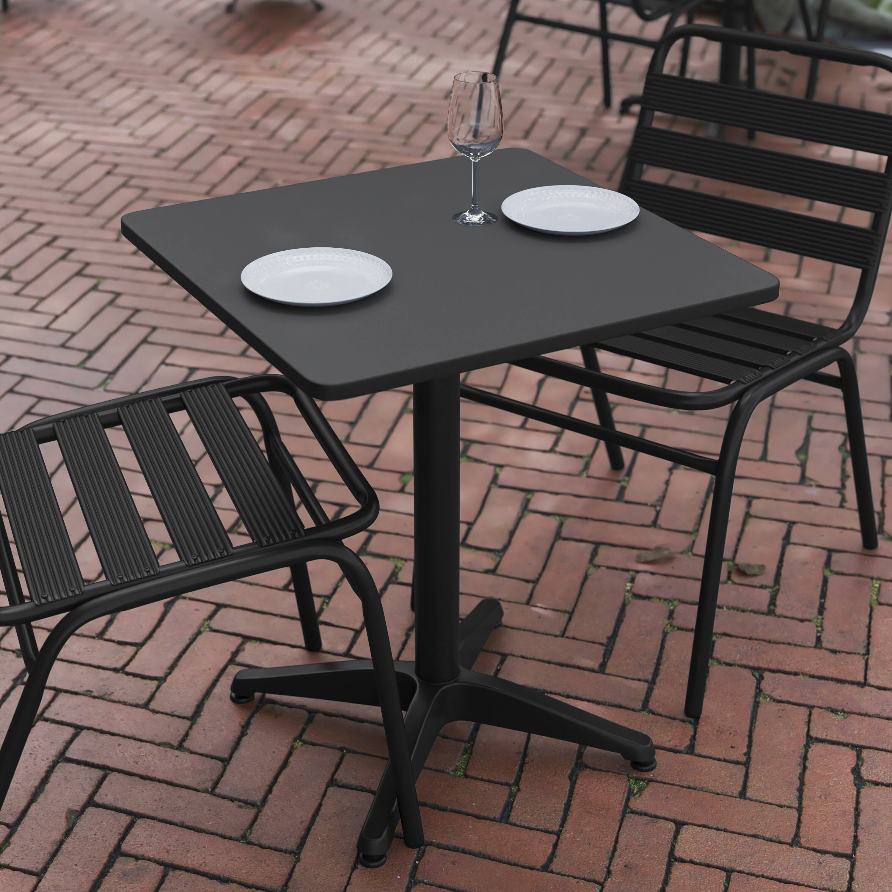 Alt View 2. Flash Furniture - Mellie 23.5'' Black Square Metal Indoor-Outdoor Table with Base - Black.