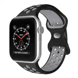 StrapsCo - ColorBlock Active Strap Silicone Rubber Watch Band For Apple Watch - 40mm/41mm/42mm (Short-Medium) - Black & Grey