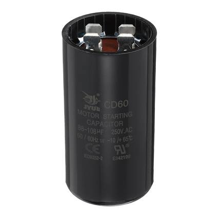 JYUR CD60 MOTOR STARTING CAPACITOR 88-108µF 250V.AC 50/60Hz 65°C SIE -10 + CE IEC60252-2 E342198