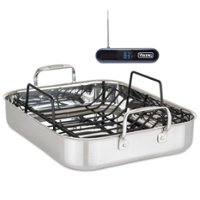 Viking 3-Ply Stainless Steel Roasting Pan with Rack and Bonus Thermometer - Silver - Angle_Zoom