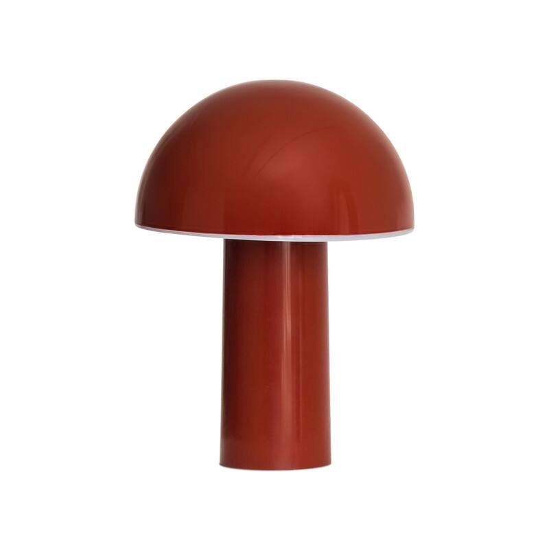 Front. Brightech - Celia LED Modern Industrial Round Dome Dimmable Cordless Portable Rechargeable Bedside Nightstand Desk Lamp - Glossy Red.