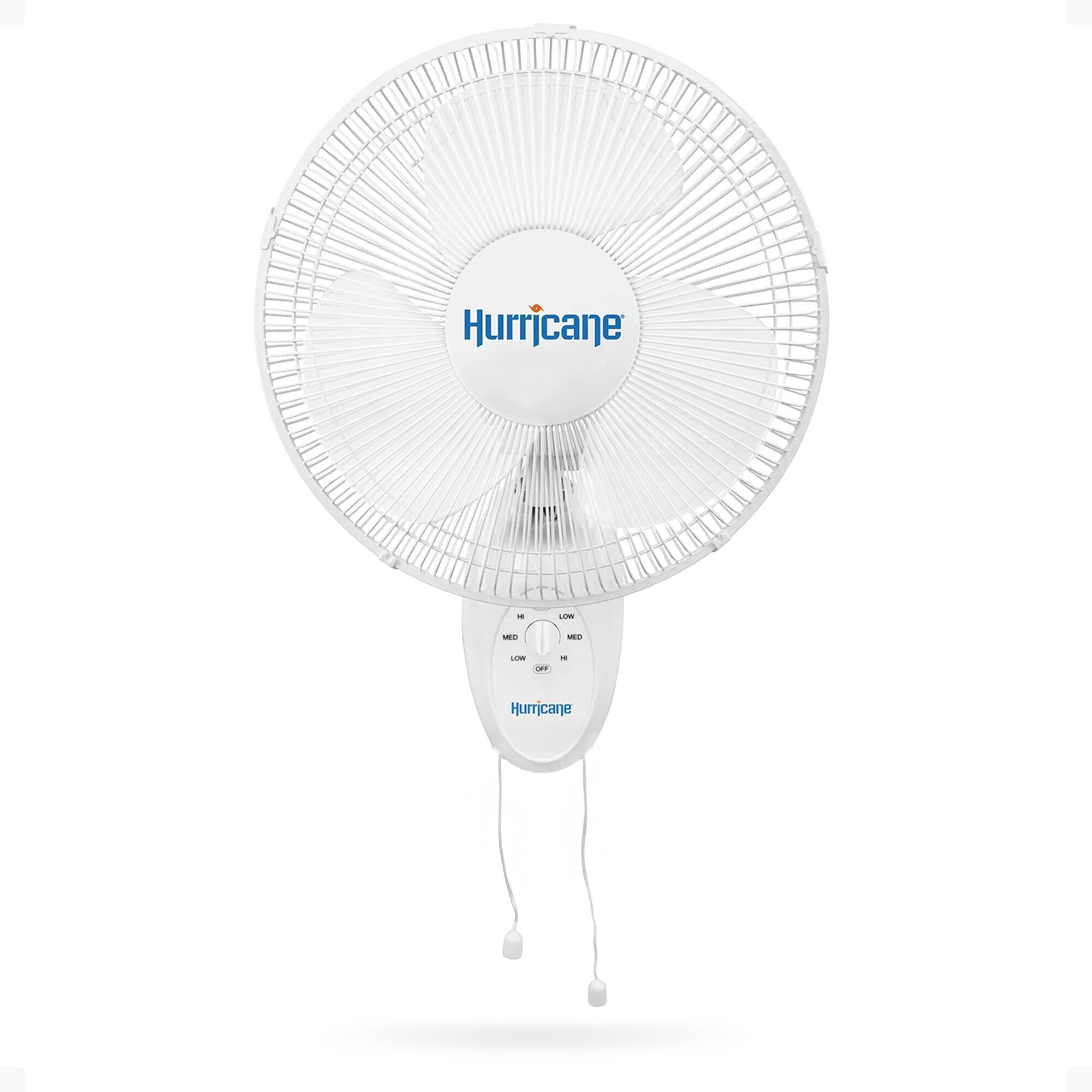 Hurricane - Supreme 16 Inch 90 Degree Oscillating 3 Speed Wall Mounted Fan - White