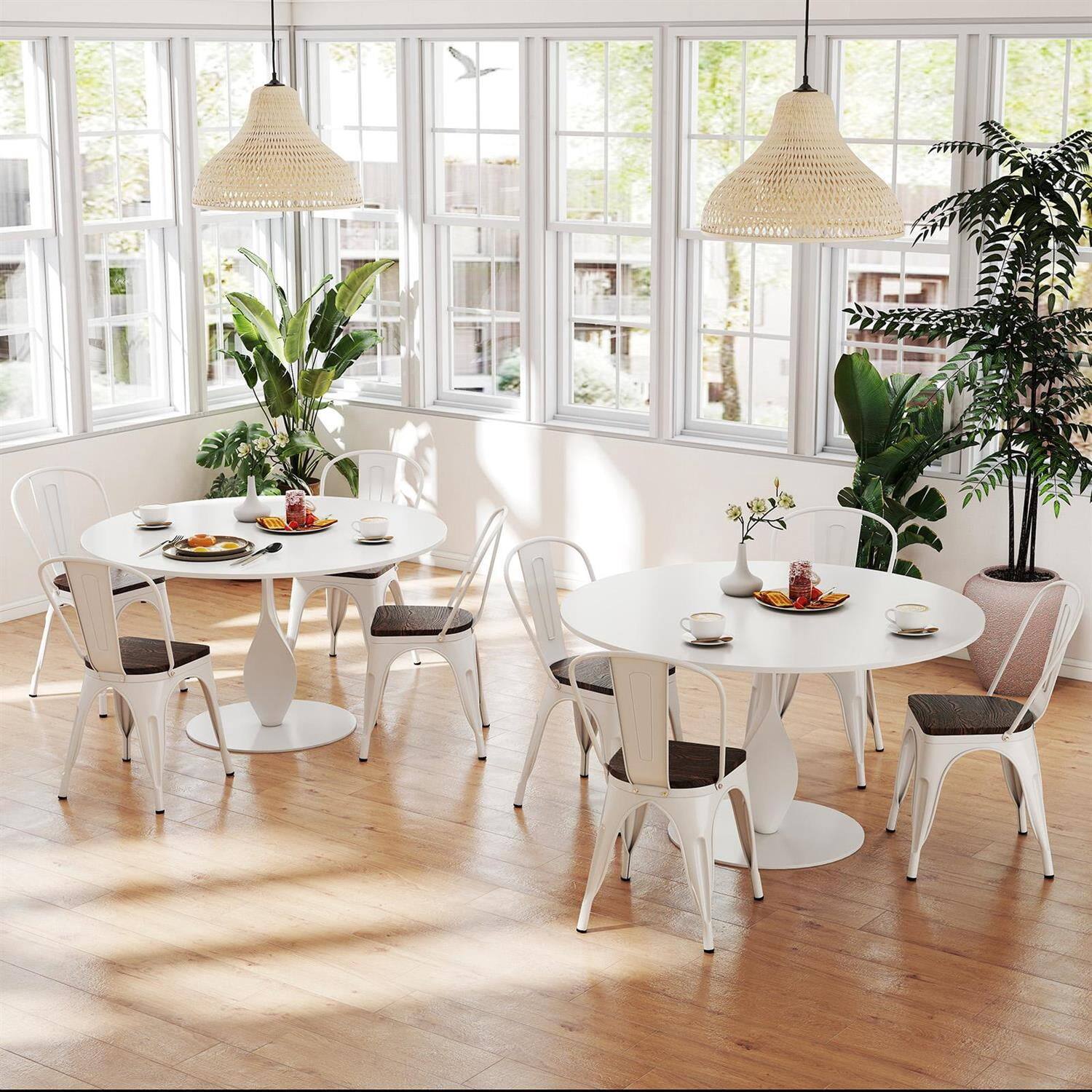 Angle. Pefilos - Folding Dining Chair Set of 2, Rubber Wood Frame, Linen Padded Seat, Rattan Back, Beige - White.