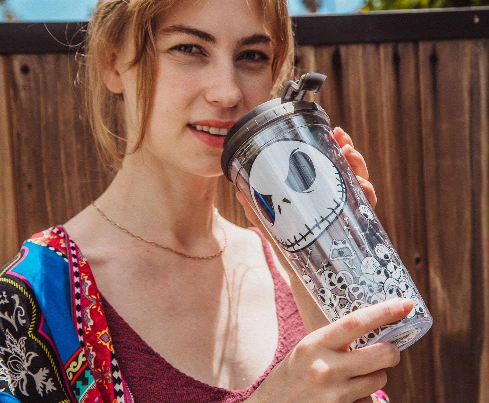 Alt View 3. Disney - Disney The Nightmare Before Christmas Jack And Skulls Plastic Travel Tumbler - Black.