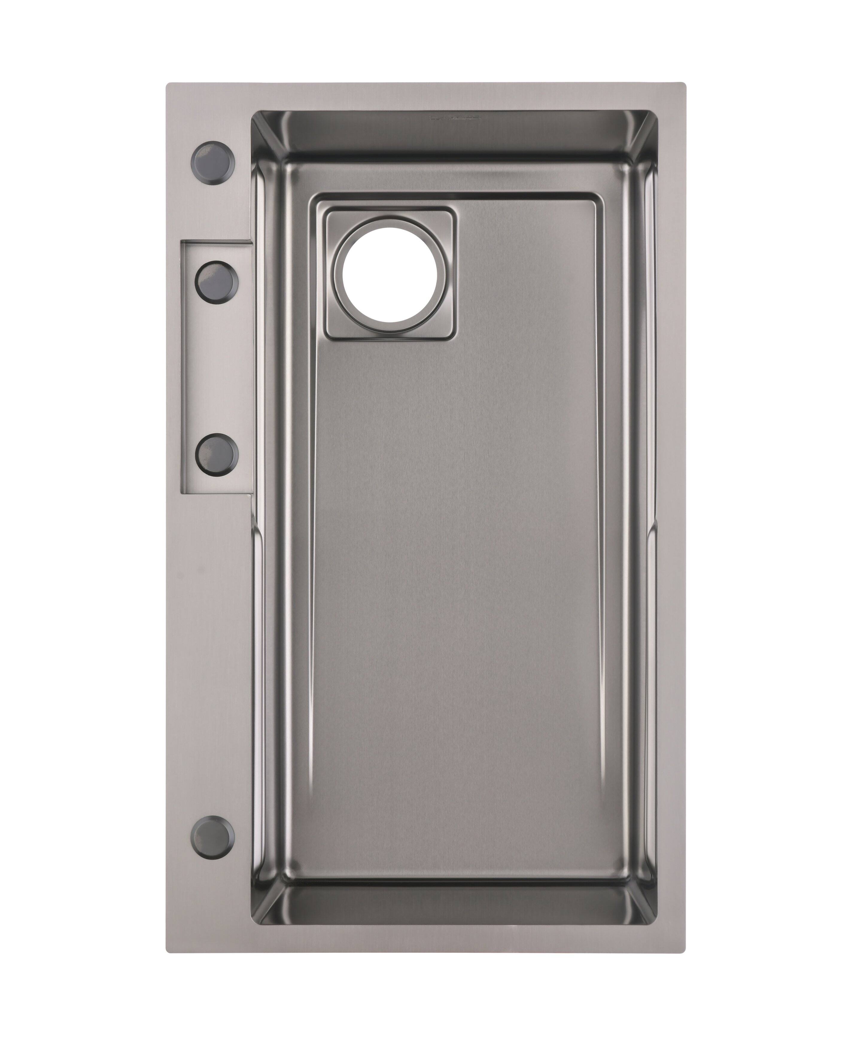 Back. APRILSOUL - Waterfall Kitchen Sink Stainless Steel Single Bowl Black Multifunctional Workstation Flying Rain Faucet Cutting Board - Black.