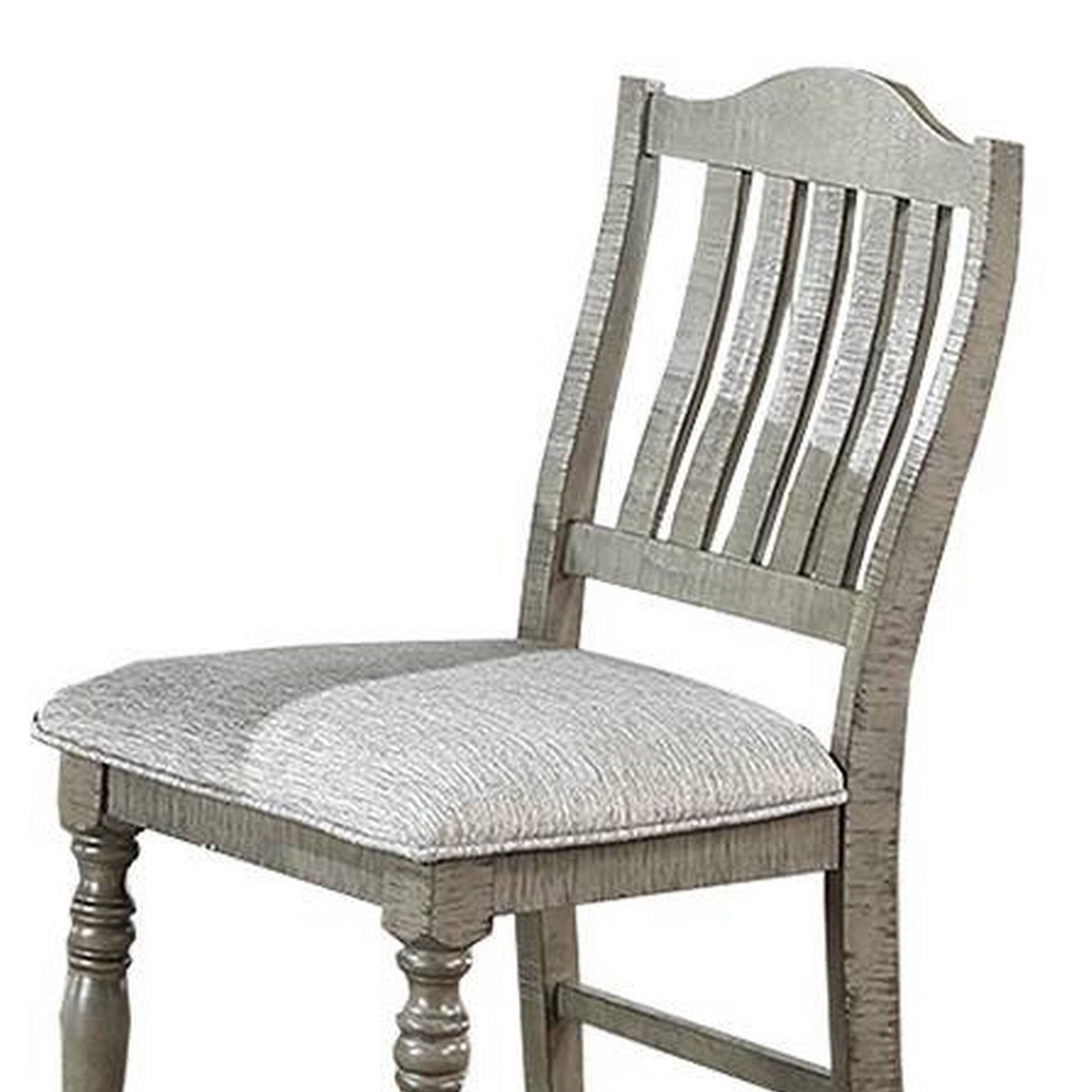 Alt View 2. Manhattan Lane - Rizi Counter Height Chair Set of 2, Carved Legs, Open Slats, Gray Wood - Gray.