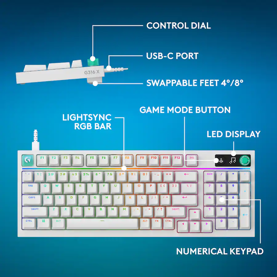 Logitech G316 X 98 Gaming Wired RGB LIGHTSYNC Keyboard With Hot logitech-g316-x-98-gaming-wired-rgb-lightsync-keyboard-with-hot