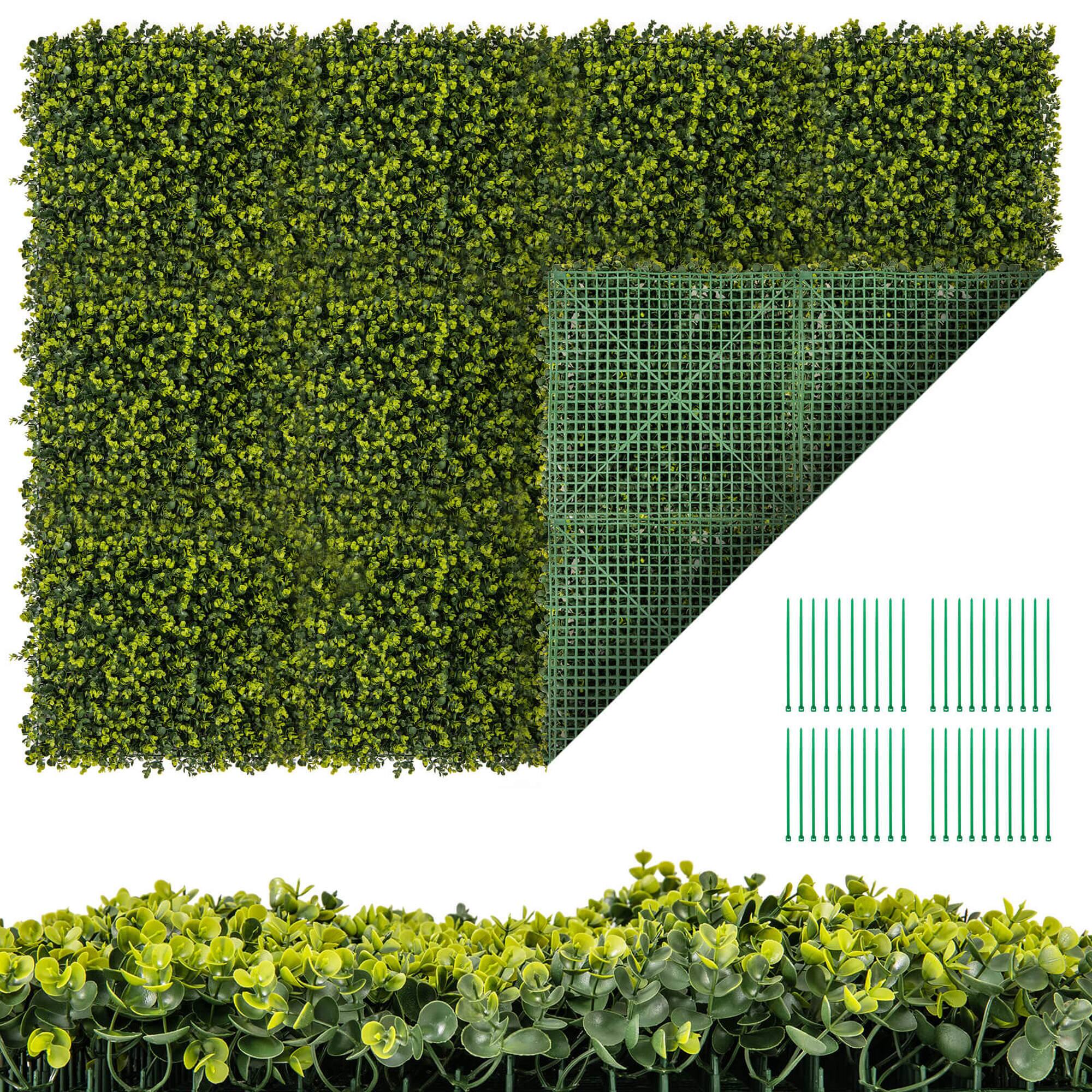 Alt View 9. Costway - Costway 12 PCS 20" x 20" Artificial Hedge Boxwood Panels with Realistic Undulant surface - Green.