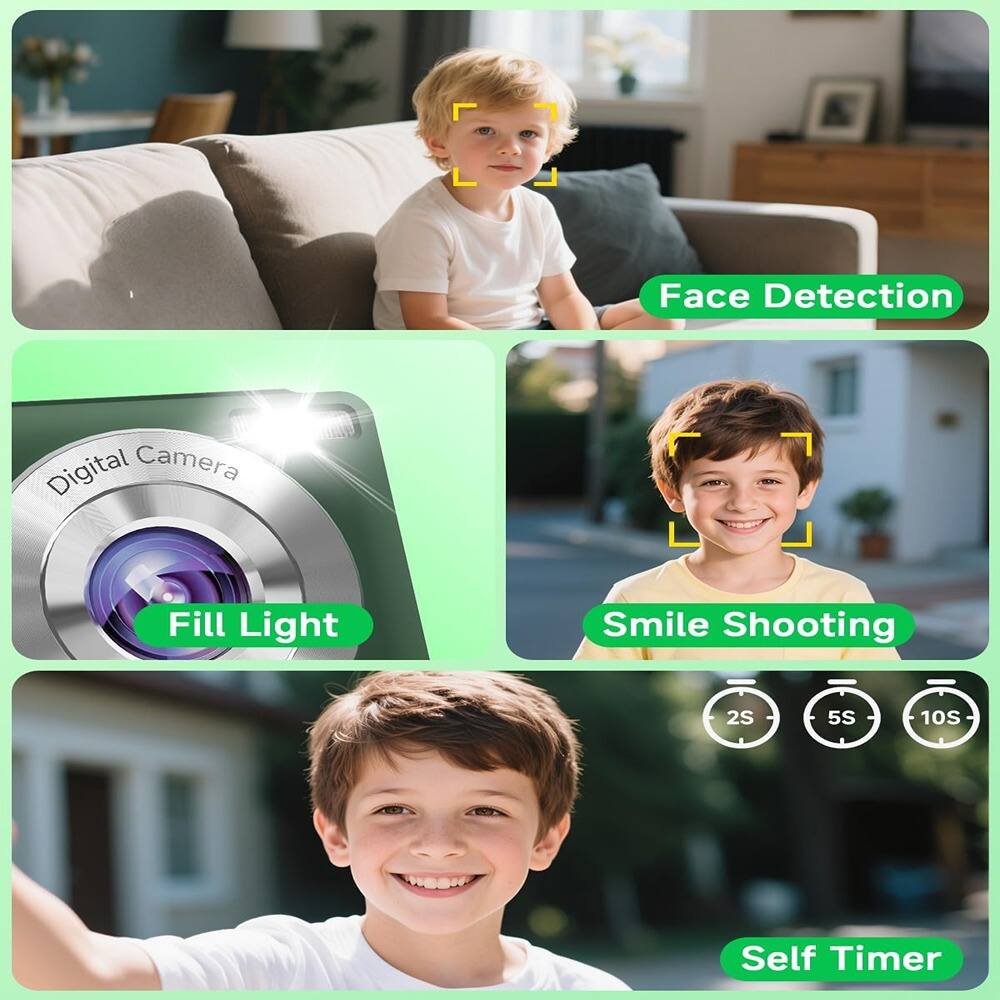 Face Detection  
Fill Light  
Smile Shooting  
Self Timer (2S, 5S, 10S)