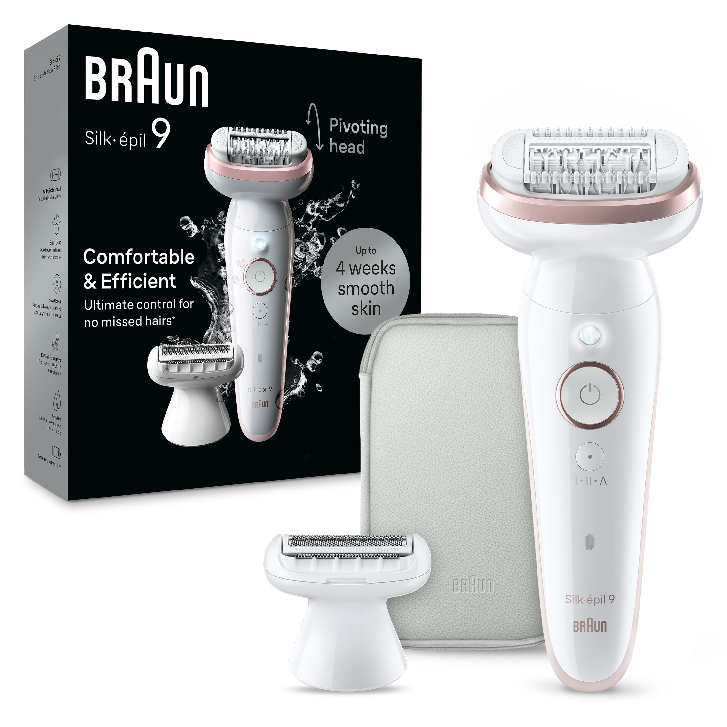 Braun - Silk-épil 9 Pivoting Head, Wet and Dry Epilator, Includes Shaver Head and Trimmer Comb - White/Flamingo - Alt_View_Zoom_11