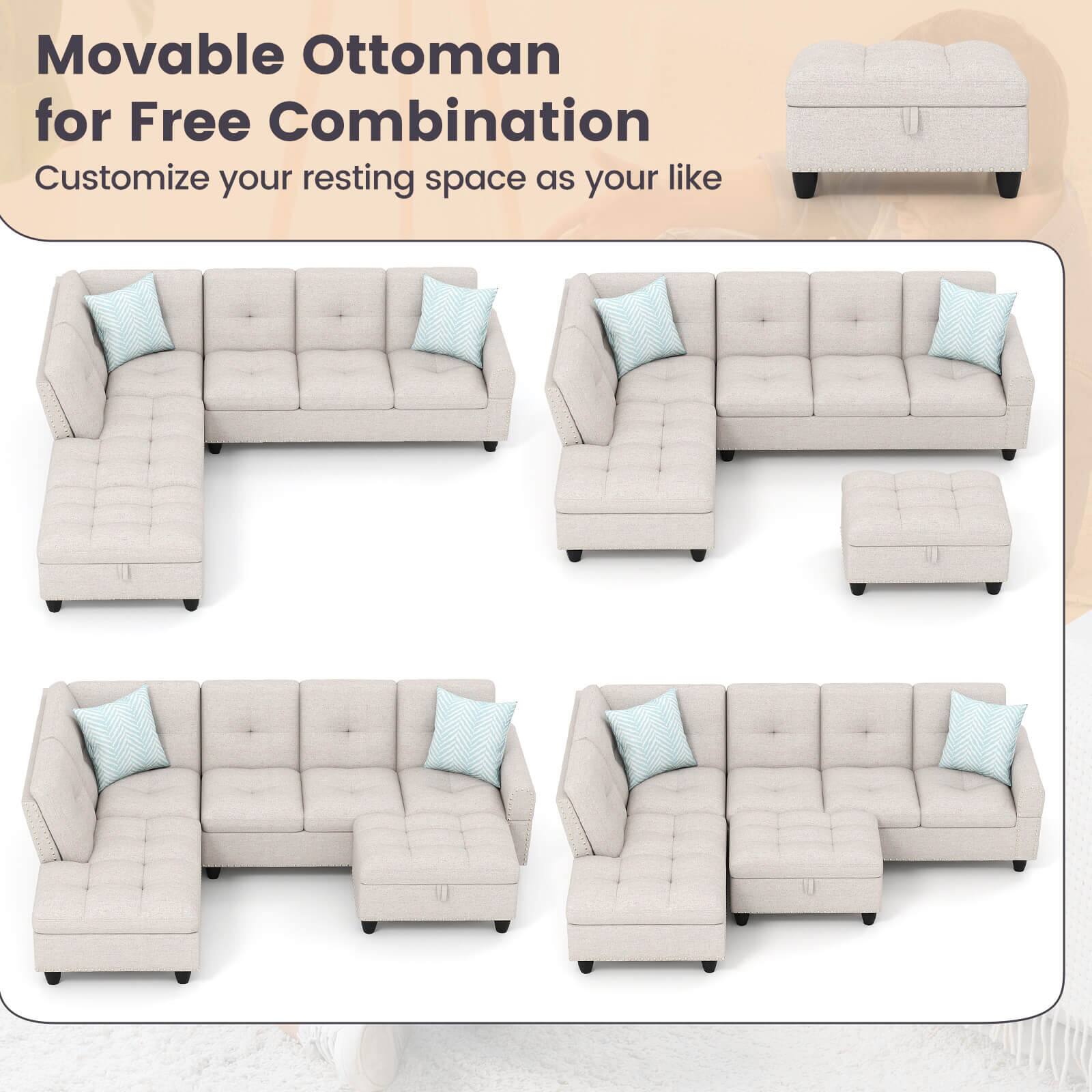 Movable Ottoman for Free Combination  
Customize your resting space as your like