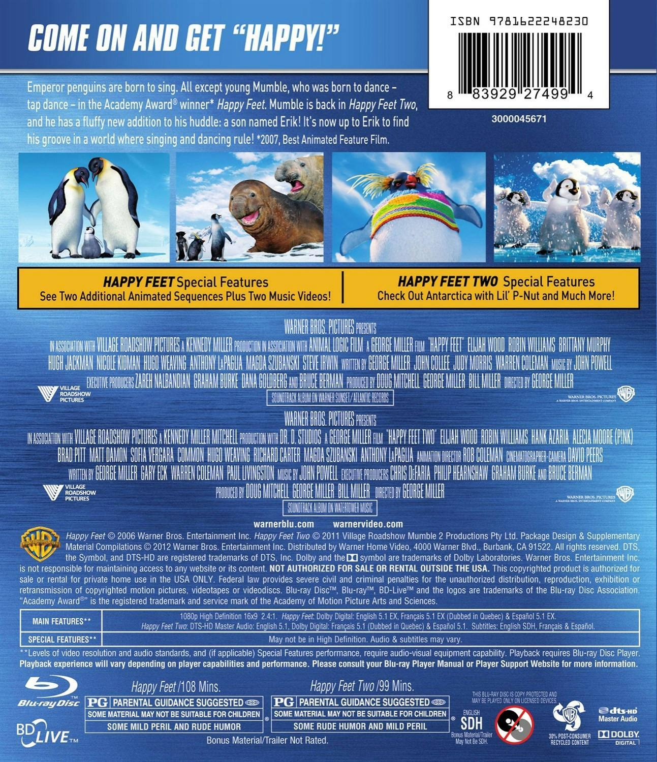 Back. Happy Feet 1 & 2 (Blu-ray Double Feature) [Blu-ray].