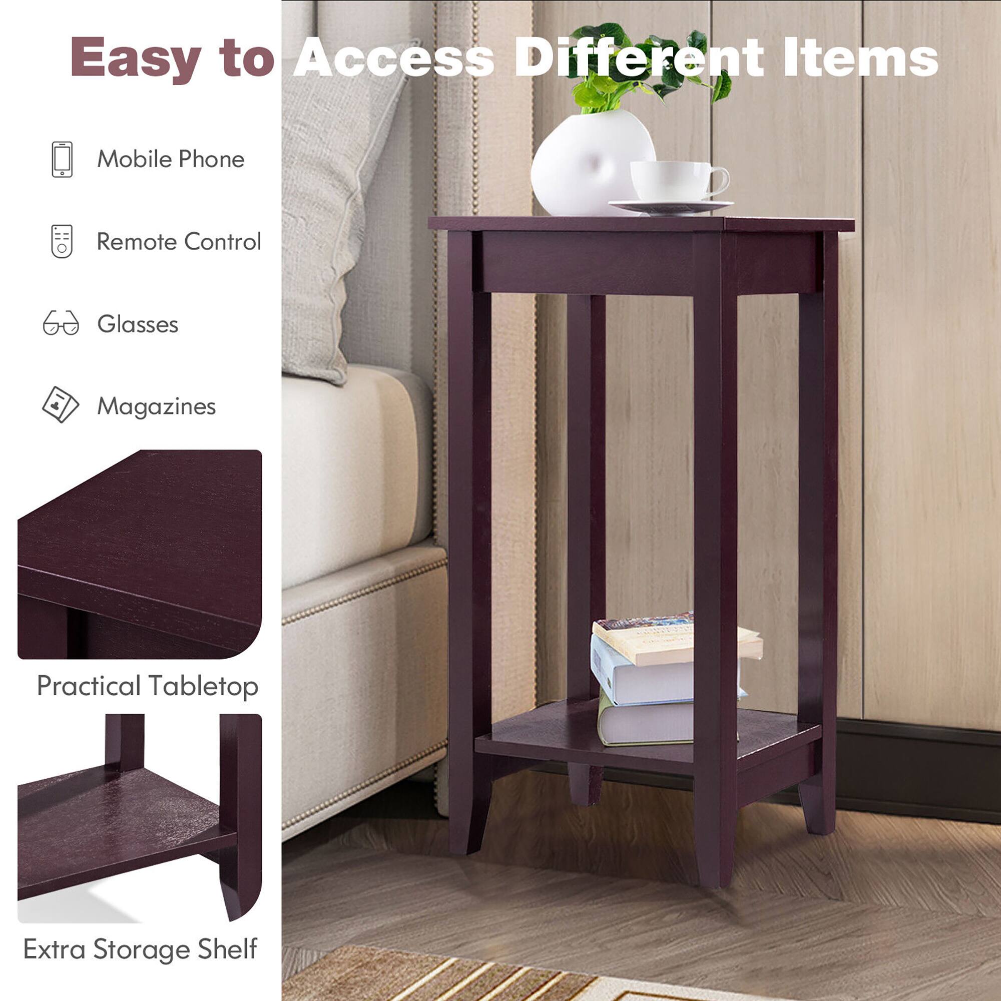 Easy to Access Different Items

- Mobile Phone
- Remote Control
- Glasses
- Magazines

Practical Tabletop

Extra Storage Shelf