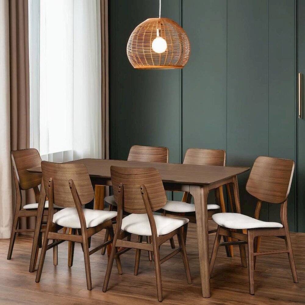 Alt View 1. Starlight Canyon Home - Elegant Brown Solid Wood Dining Set with Table and 6 Chairs for Home Use - Brown.