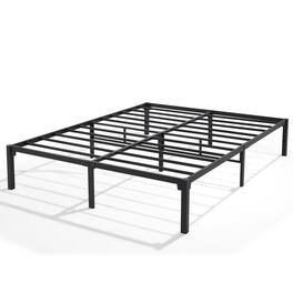Vecelo - Full Bed Frame No Tools Assembly - 3000lb Capacity, 14.2" Storage Height, No Box Spring Needed, Foldable Design - Black