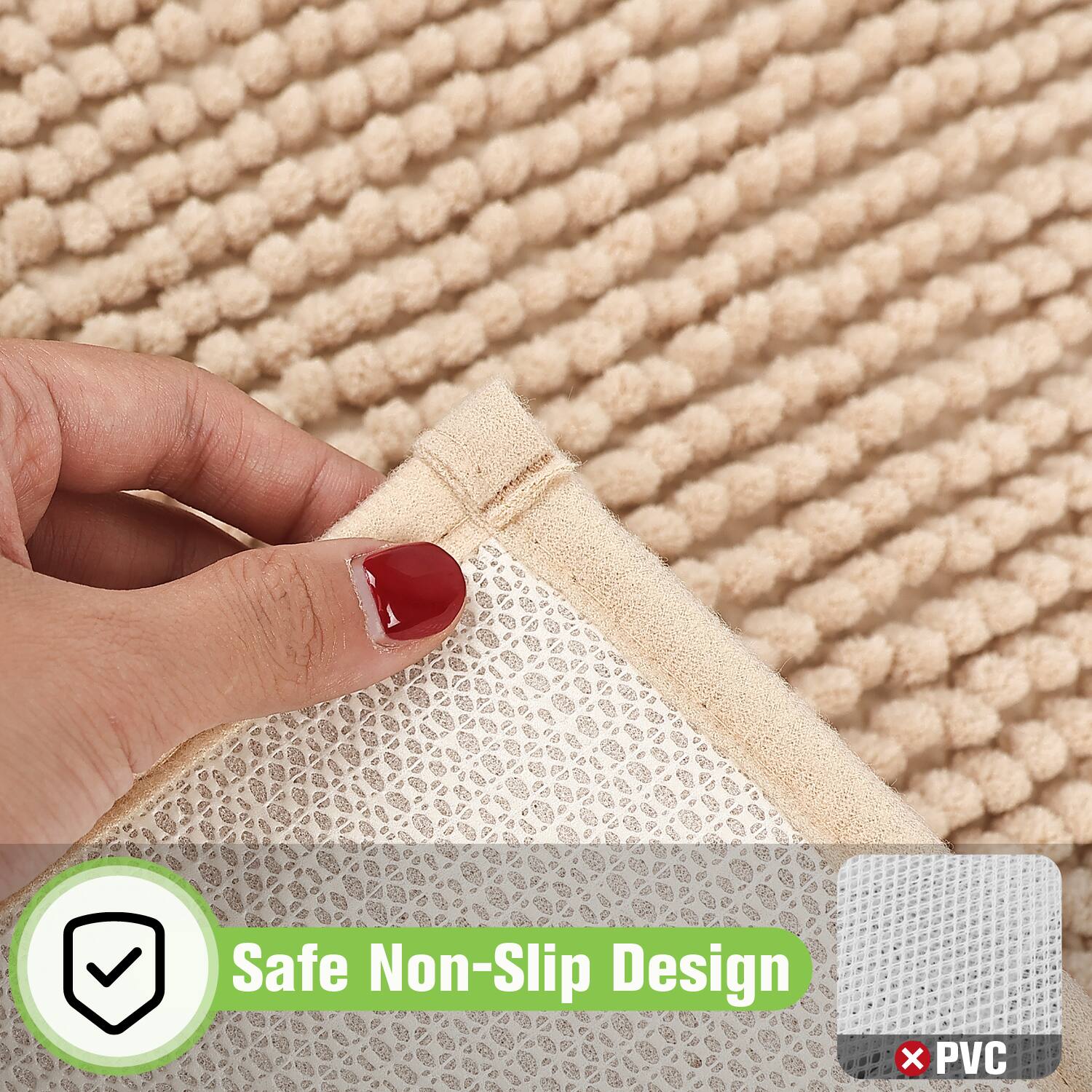 Safe Non-Slip Design  
x PVC
