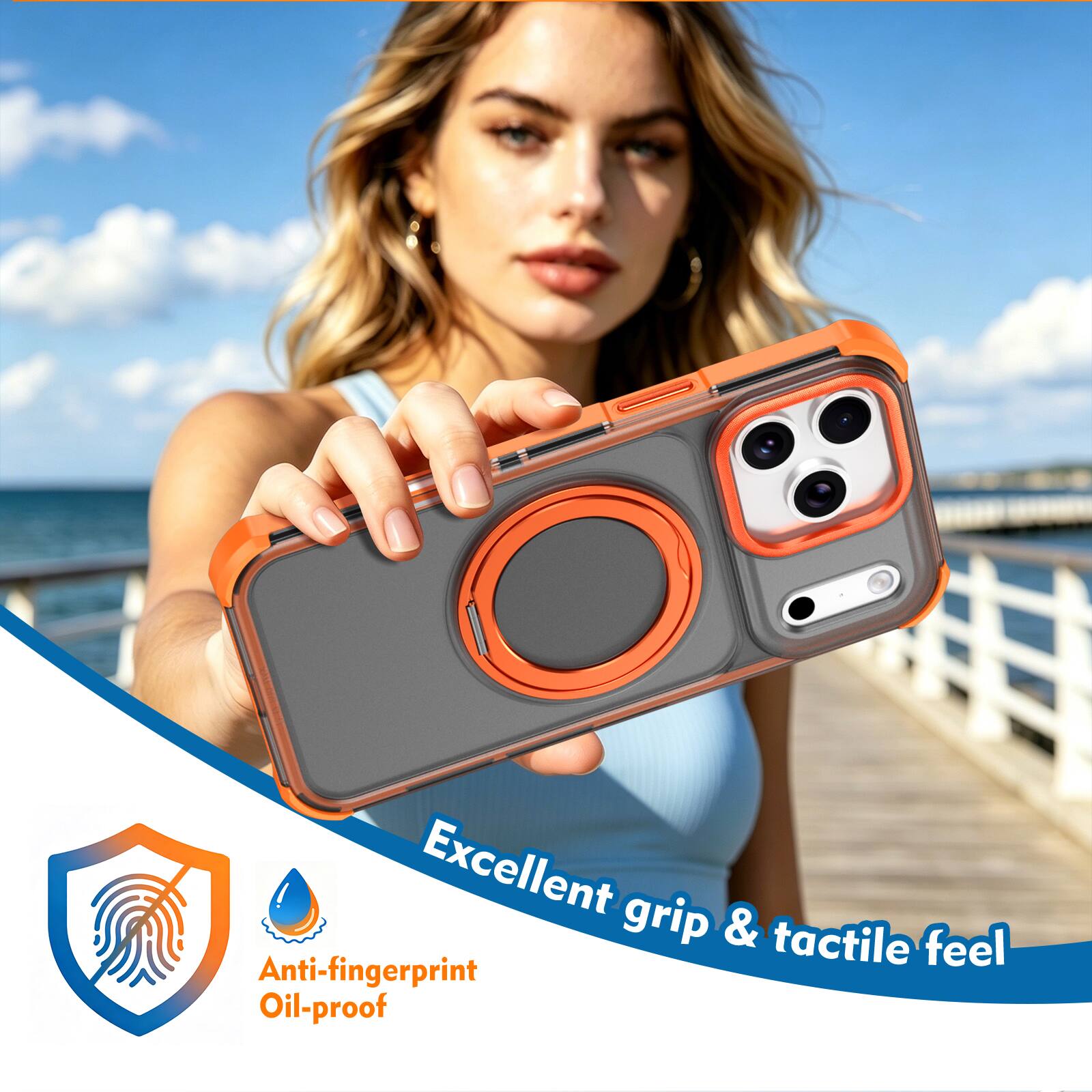 Excellent grip & tactile feel  
Anti-fingerprint  
Oil-proof