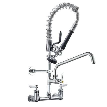 Front. Boyel Living - Chrome 2 Spray Patterns Double Handle Wall Mount Brass Kitchen Faucet with Pot Filler - Chrome.