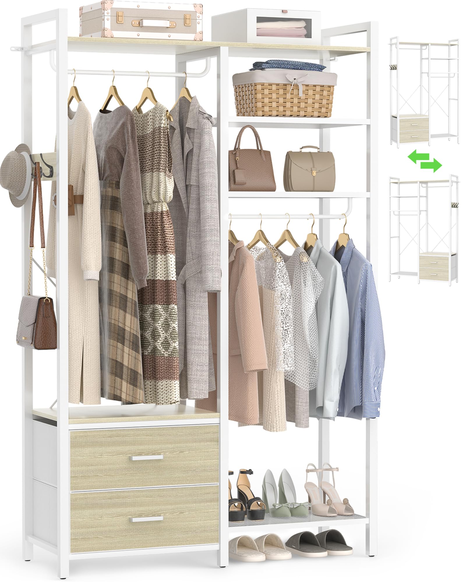 Refined Abode Design 78.7'' Clothes Rack For Hanging Reversible ...