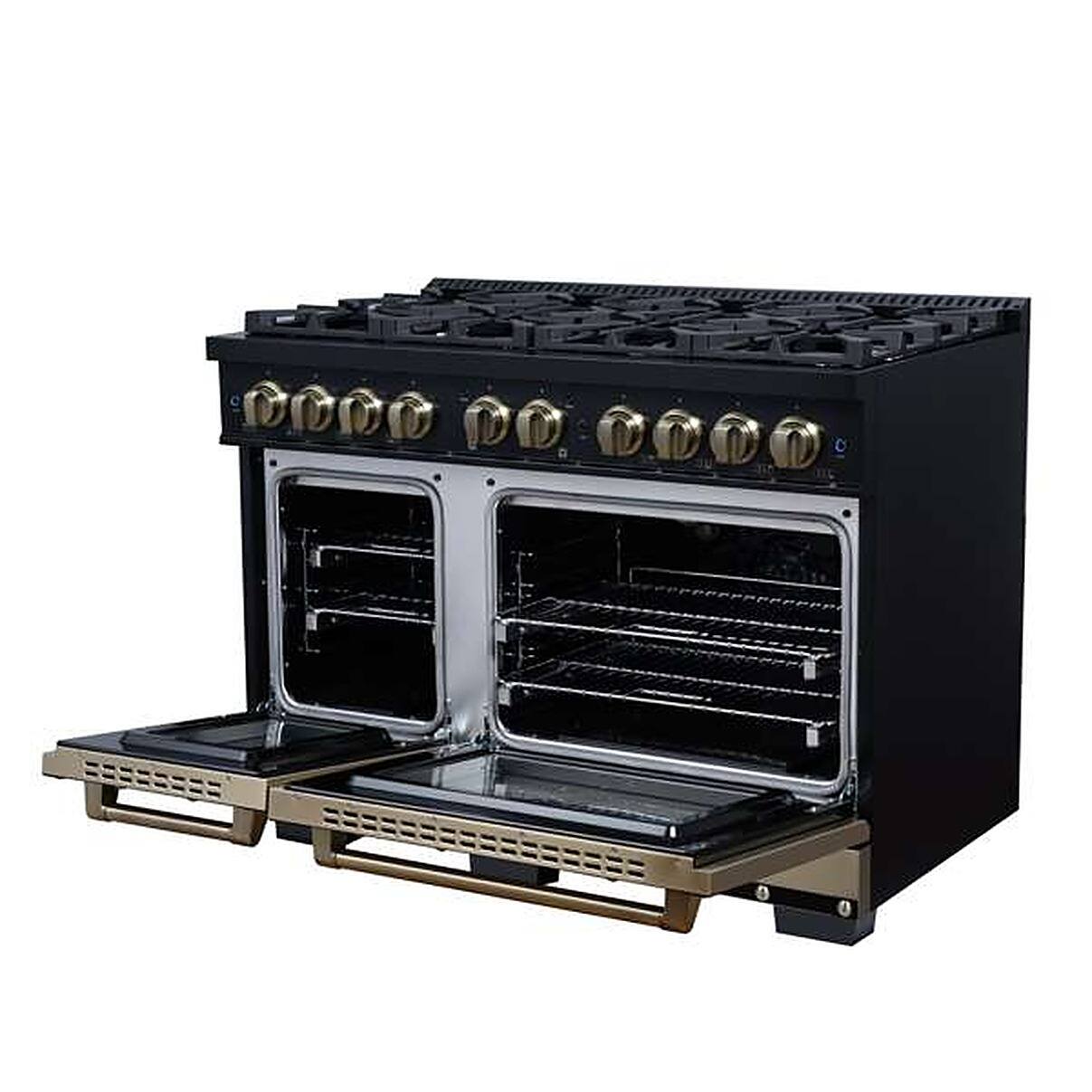 Alt View 6. Forno Appliances - 48 in. Wide 8 Burner Ambassador 6.7 Cu. Ft. Freestanding Double Oven Gas Convection Range - Black.