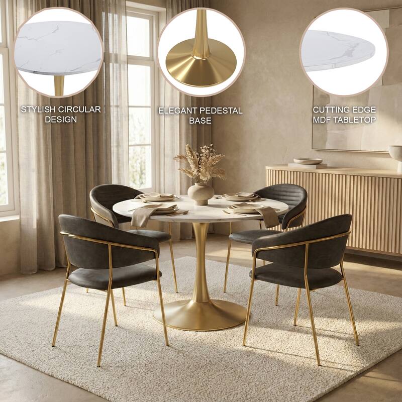 STYLISH CIRCULAR DESIGN  
ELEGANT PEDESTAL BASE  
CUTTING EDGE MDF TABLETOP