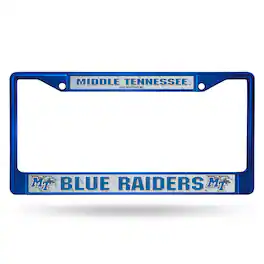 Rico Industries - Middle Tennessee Blue Raiders Blue Painted Chrome Metal License Plate Frame - Multi