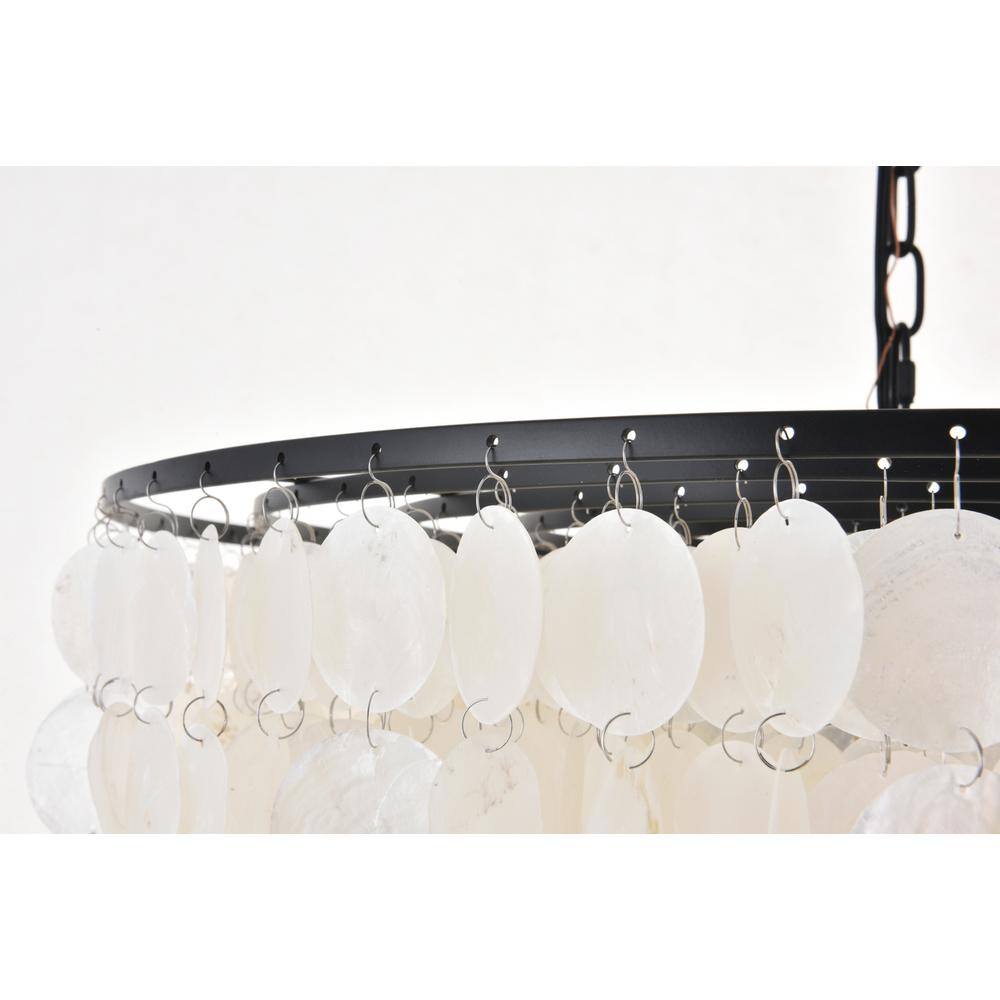 Alt View 2. Living District - Selene 6 light Black Pendant - Black And White.