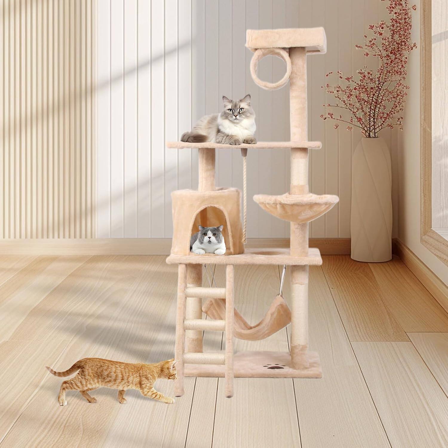 Alt View 1. MOOSOO - 5-Level Cat Tree Tower with Condo, Multiple Perches, Hole Platform, Hammocks, Climbing Ladder, and Tunnel.
