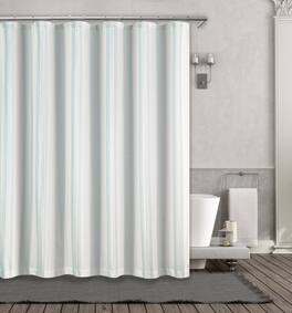 Kate Aurora - Nautical Hampton Stripe Cotton Fabric Shower Curtain - 70 in. W x 72 in. L - Aqua