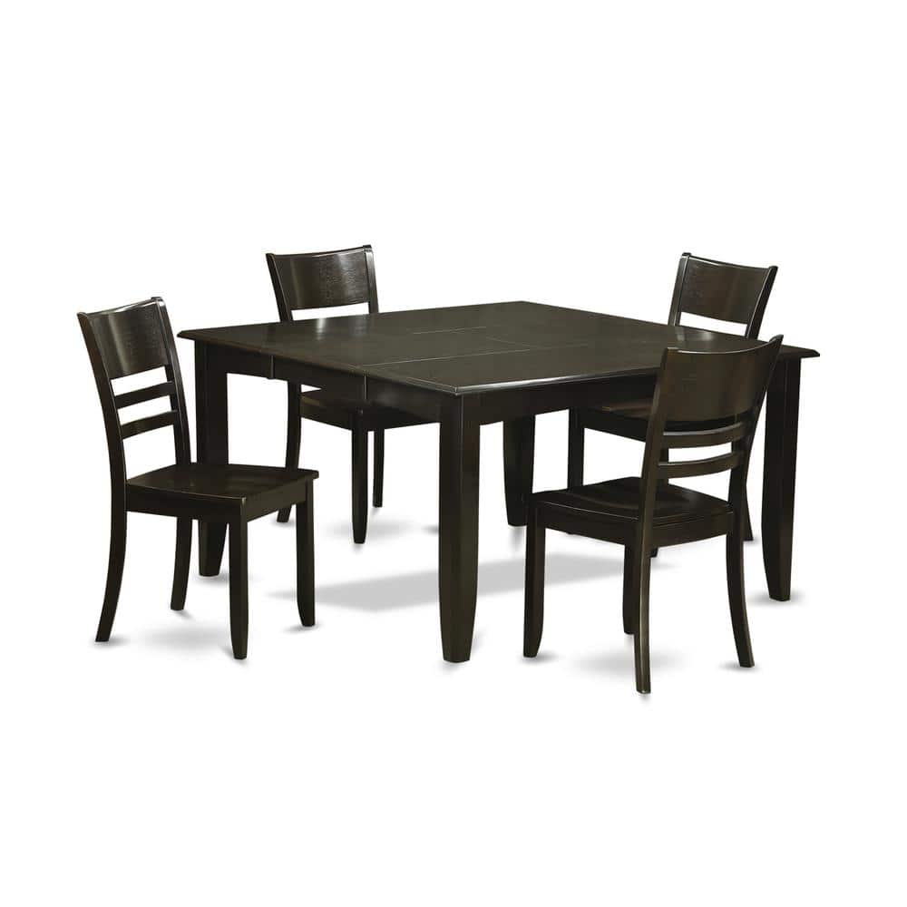 East West Furniture - 5 Pc Dining room set-Dinette Table with Leaf and 4 Kitchen Chairs - Cappuccino price history on PriceWatchPro