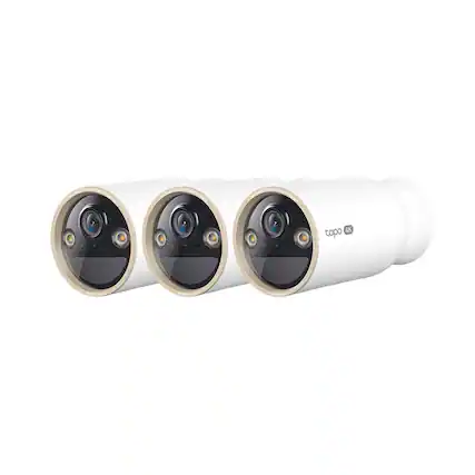 Front. TP-Link - Tapo Wire-Free Dual Band Indoor/Outdoor 4K Smart Security Cameras 24/7 Always Monitoring, Magnetic Base (3-pack) No Fees - White.