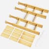 Front. Tooloton - 4 Pack Bamboo Drawer Dividers Set with Adjustable Organizers, 9 Inserts and Labels (17-22 Inch, Natural) - Natural.