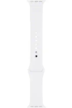 Front. Apple - Apple Watch Sport Band (42mm) - White - Extra Large - Red.