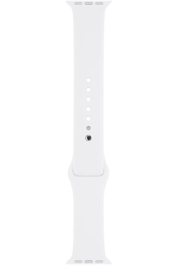 Front. Apple - Apple Watch Sport Band (42mm) - White - Extra Large - Red.
