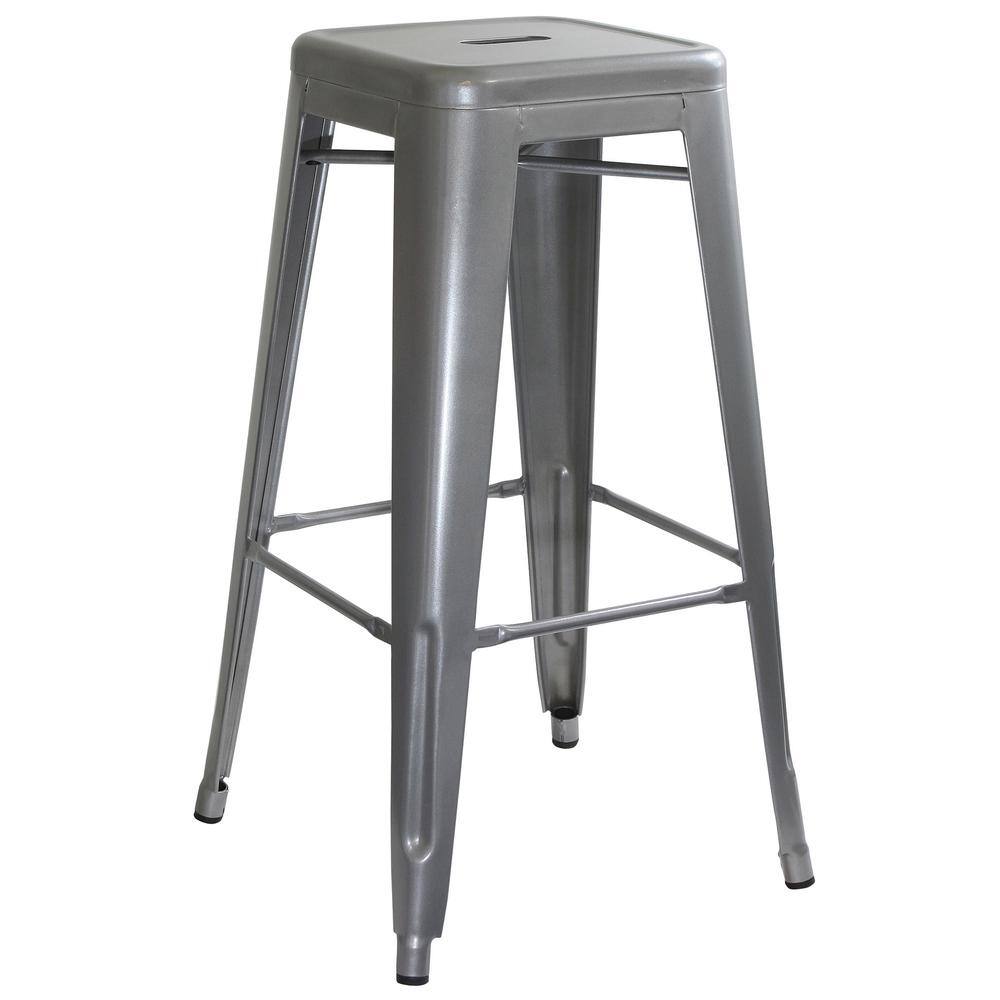 Left. AmeriHome - Loft Metal Bar Stool - 3 Piece - Silver.