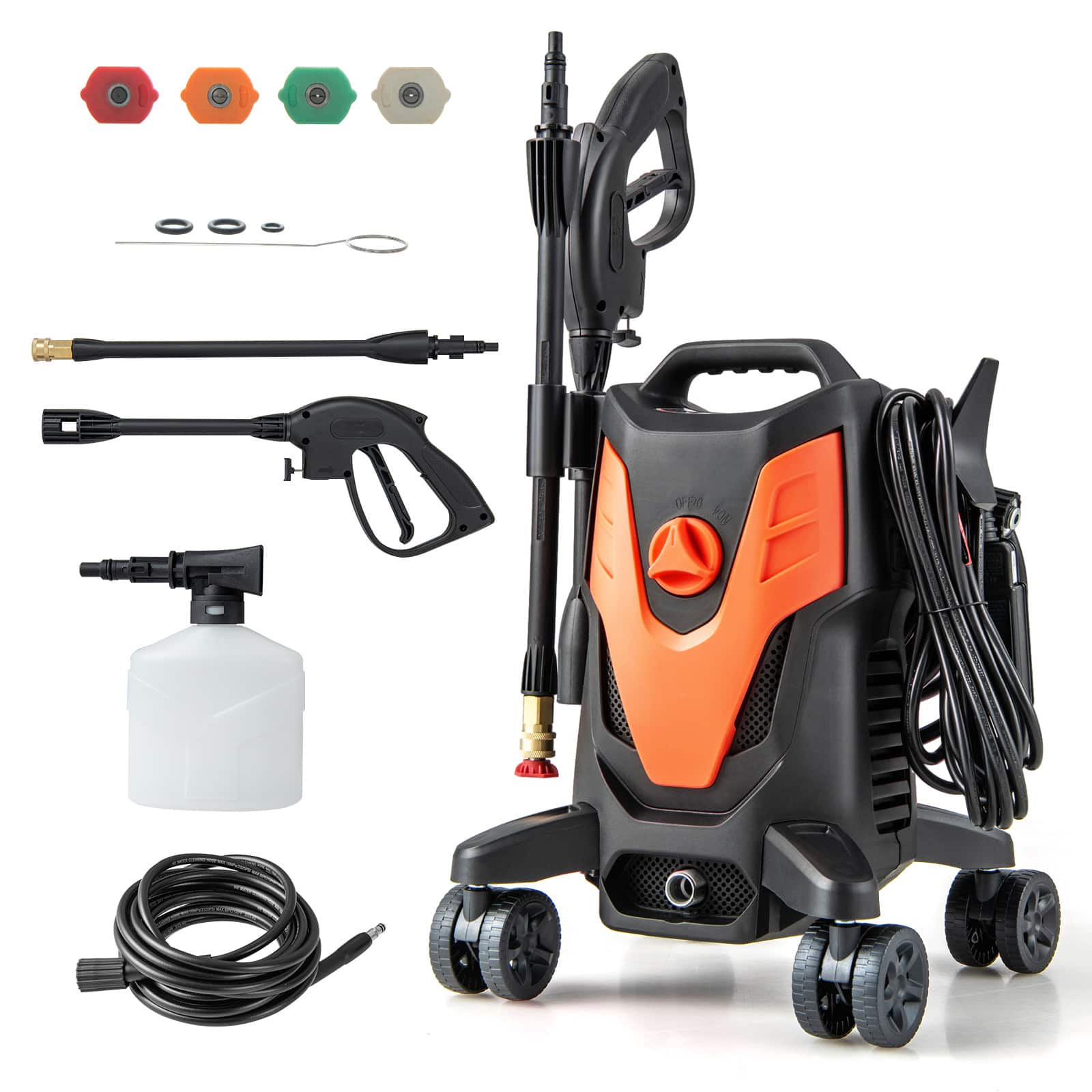 SKONYON - High Pressure Electric Power Washer with 2400 PSI Powerful Motor and Long Hose System - Orange