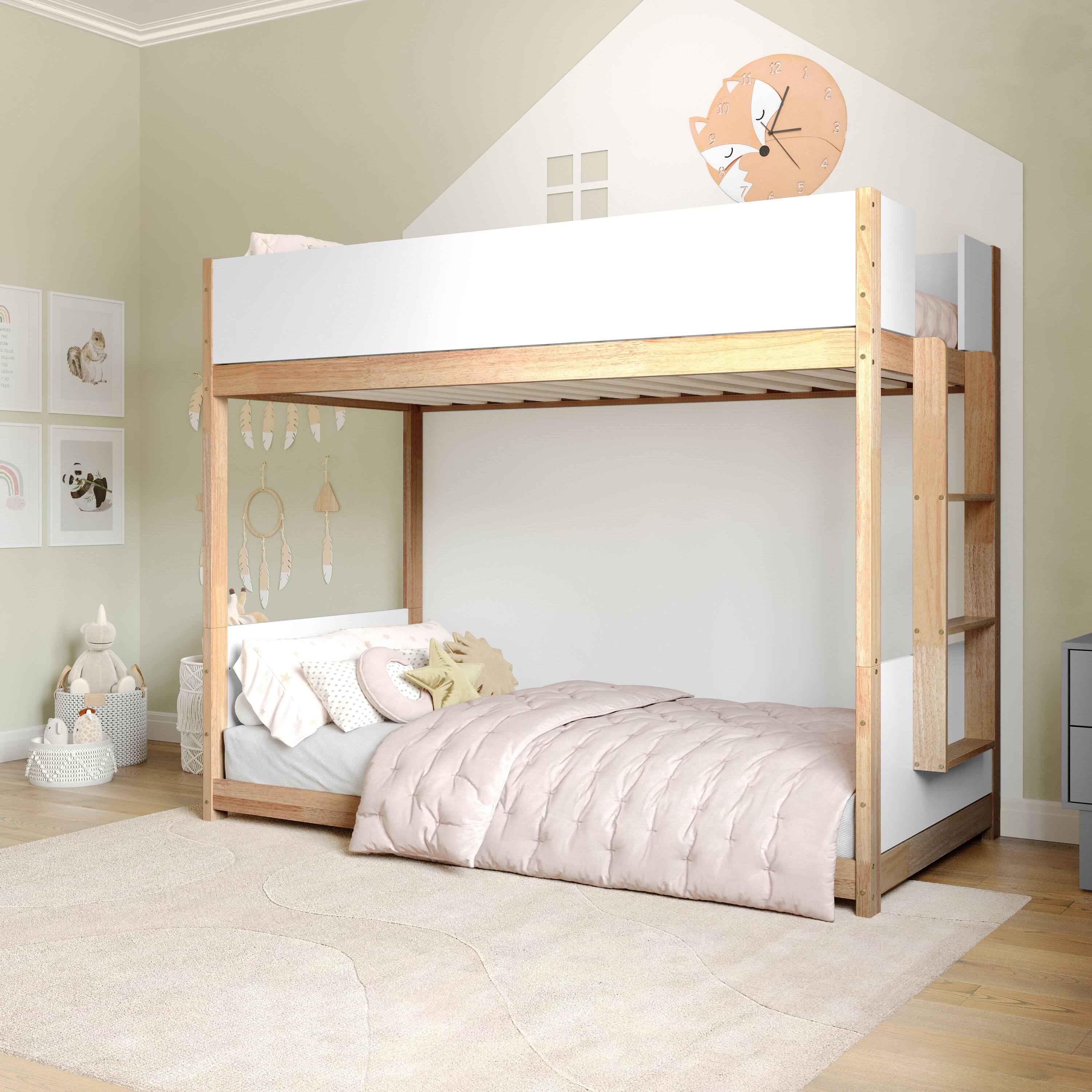 Alt View 3. Flash Furniture - Dallas Bunk Bed Twin Over Twin, Convertible Solid Wood Bunk Bed Frame with Ladder for Kids, No Box Spring Needed in Whit - White.