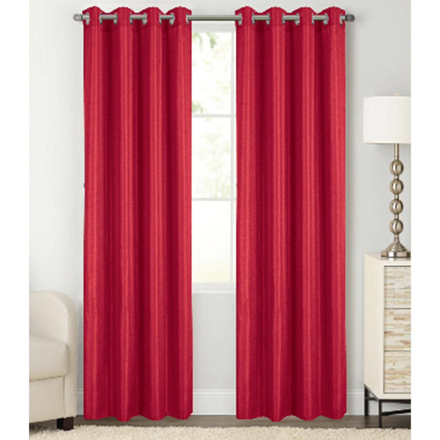 Angle. RT Designers Collection - RT Designer Collection Gibson Luxurious Decorative Grommet Curtain Panel 54" x 90" Red - Red.