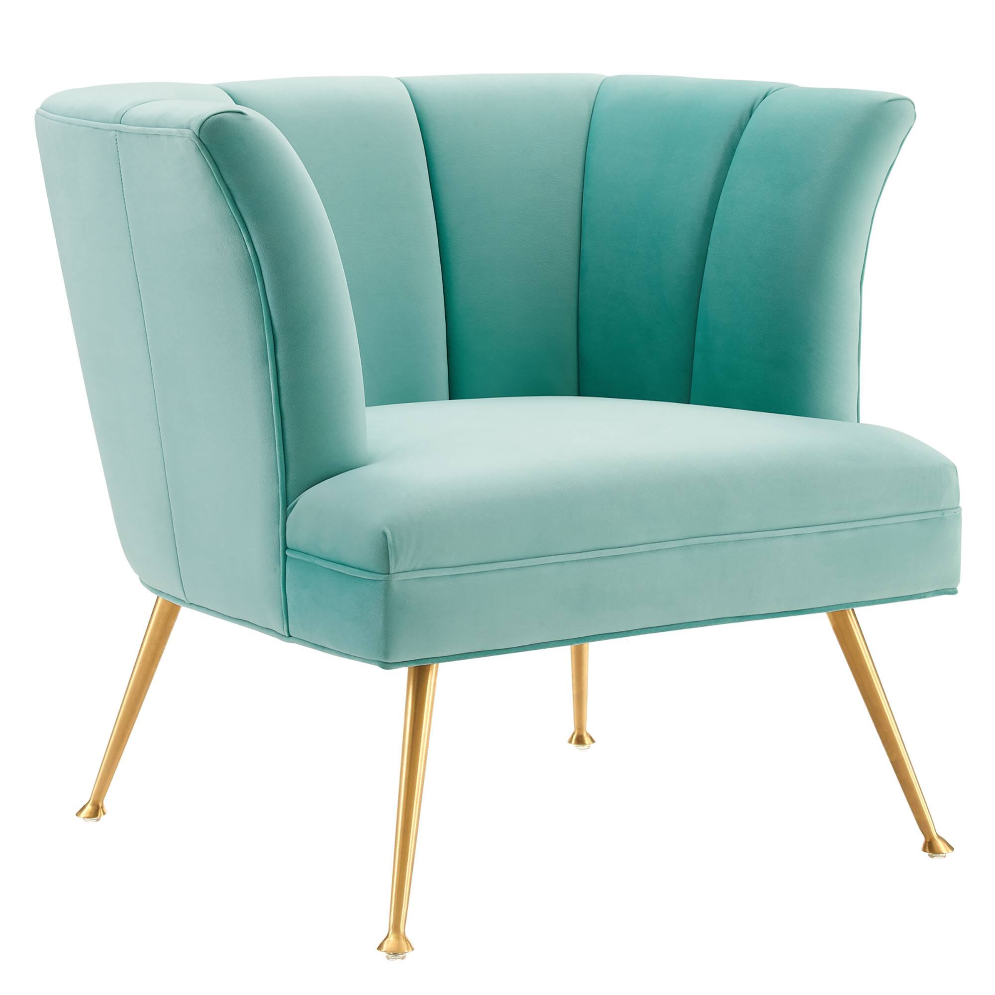 Angle. Modway - Veronica Channel Tufted Performance Velvet Armchair by Modway - Mint.