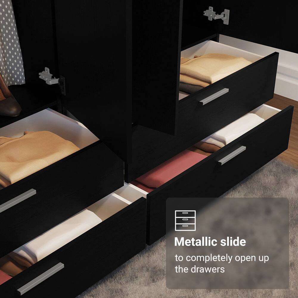 Metallic slide to completely open up the drawers