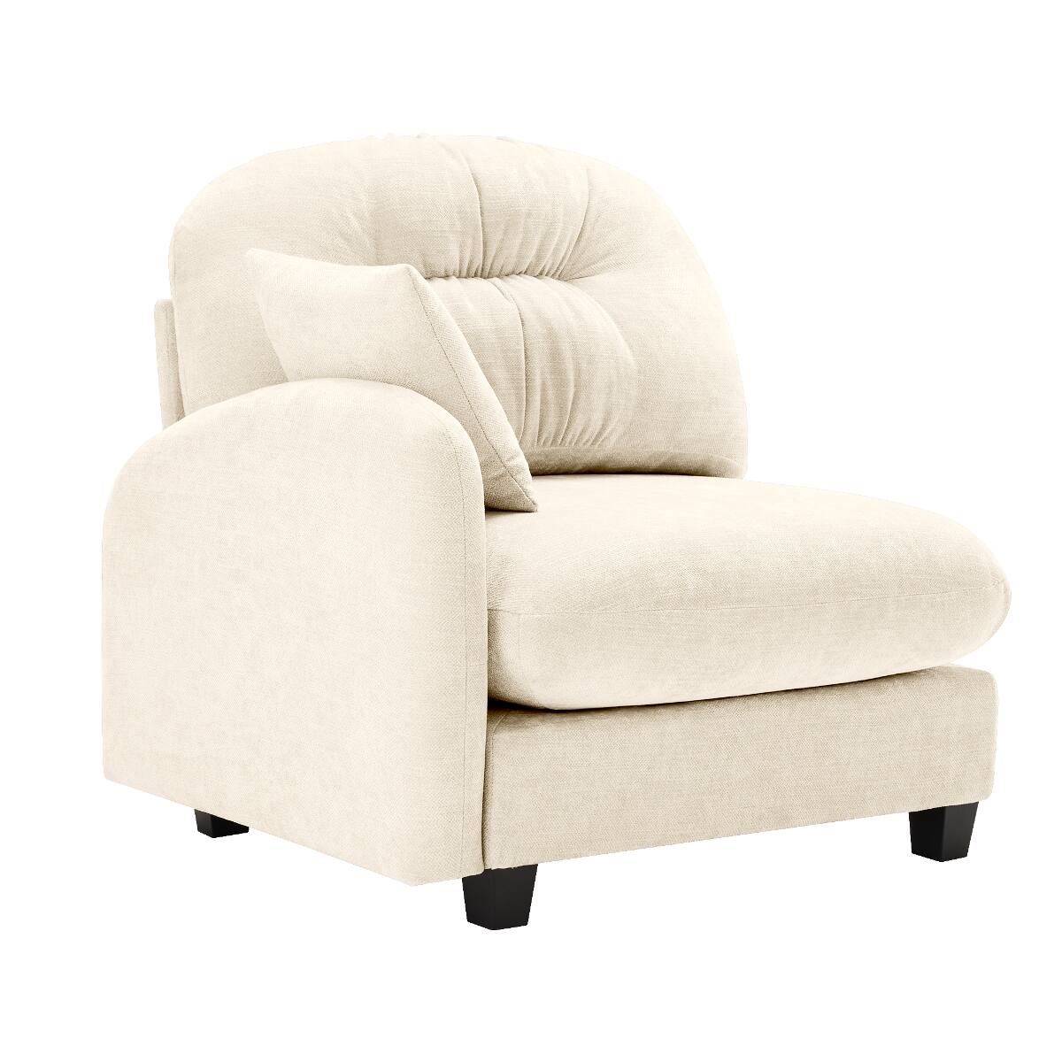 Angle. Ropilly - Ropilly Beige Chenille Modular Sofa Single Seat Sectional Sofa for Small Space Lounge - Beige.