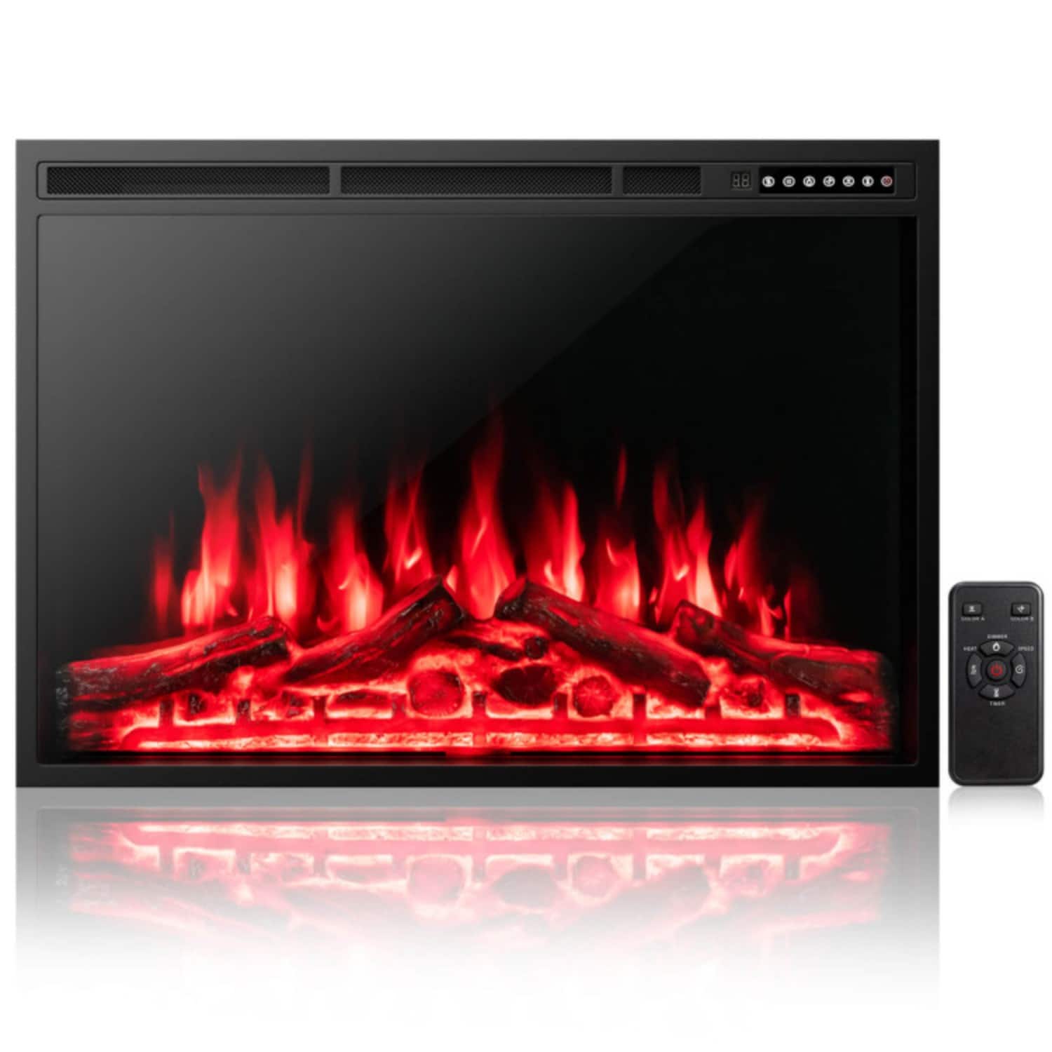 LUCKY ONE - 37 Inch Freestanding/Recessed Electric Fireplace with 4 Flame Colors - Black