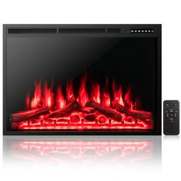 LUCKY ONE - 37 Inch Freestanding/Recessed Electric Fireplace with 4 Flame Colors - Black