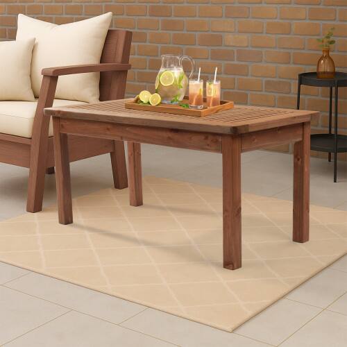 Alt View 5. Winado - 35in Patio Wooden Coffee Accent Side Table for Indoor/Outdoor Resistant Table Furniture - Dark Brown.