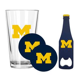 The Memory Company - Michigan Wolverines 16oz. Pint Glass with Coasters & Bottle Opener - Multicolor
