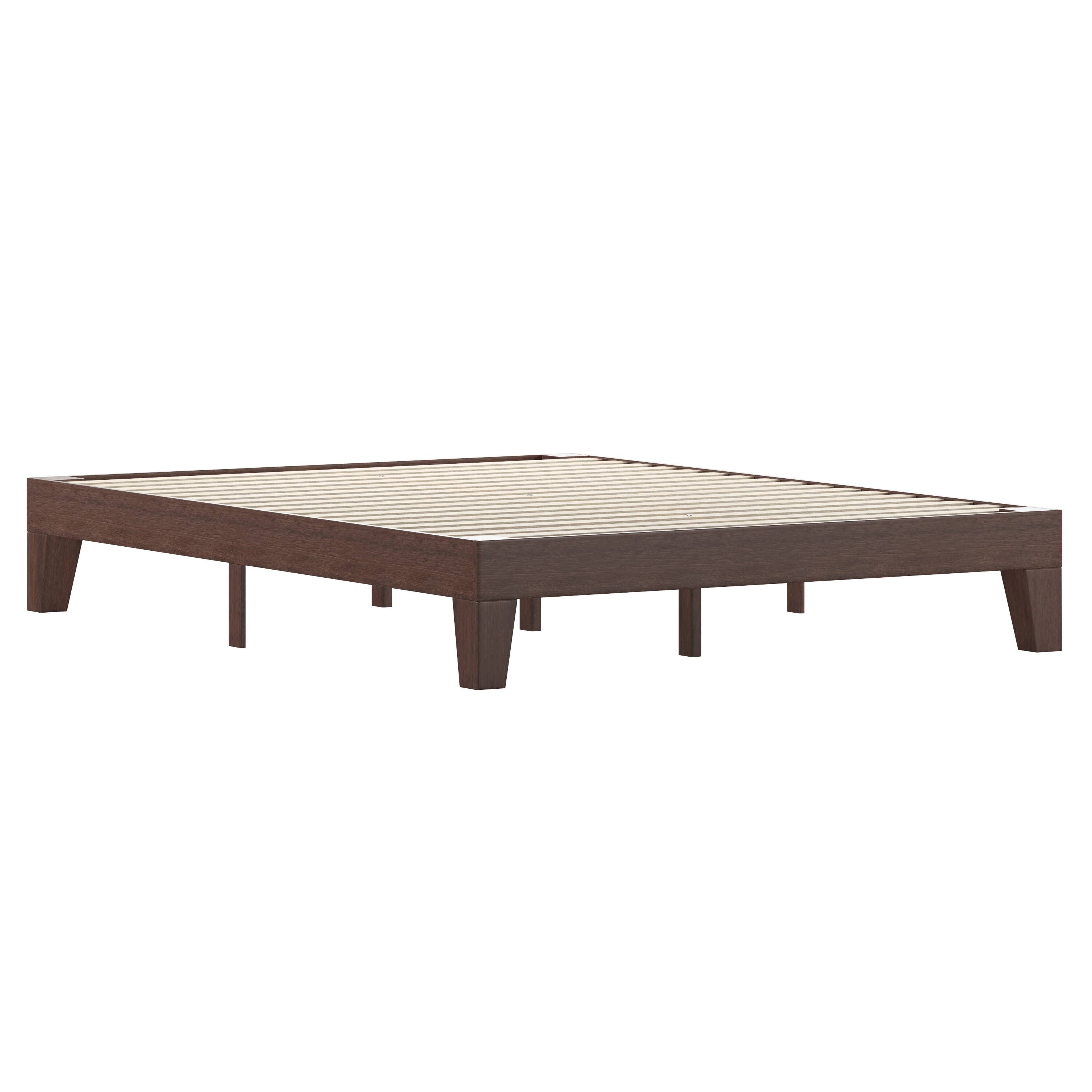 Alt View 1. Emma + Oliver - Avila Wooden Platform Bed with Wooden Support Slats; No Box Spring or Foundation Required - Walnut.