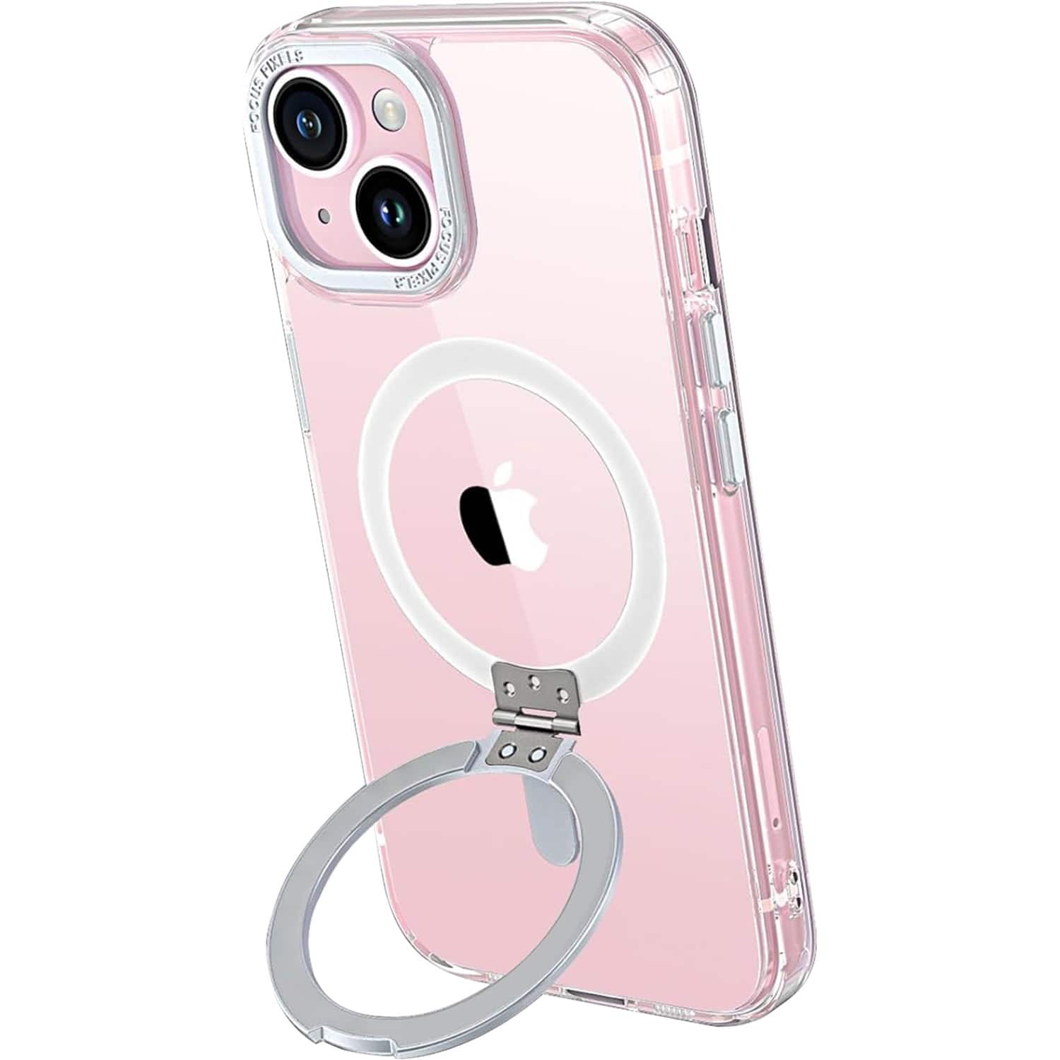 Angle. SaharaCase - Hybrid-Flex Kickstand Case with MagSafe for Apple iPhone 15 Plus - Clear.